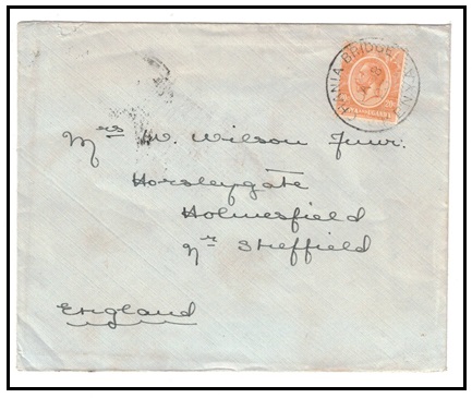 K.U.T. - 1923 20c rate cover to UK used at CHANIA BRIDGE.