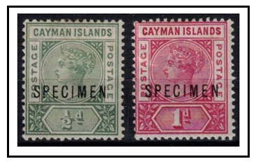 CAYMAN ISLANDS - 1900 1/2d and 1d fine mint overprinted SPECIMEN.  SG 1-2.
