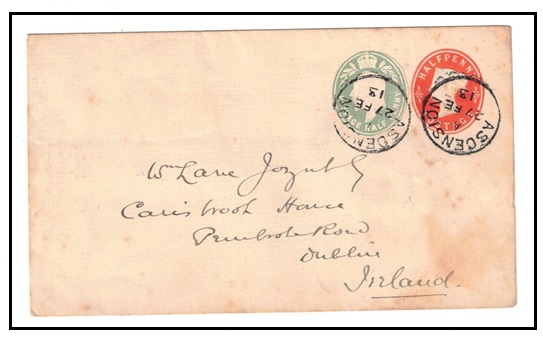 ASCENSION - 1893 1/2d orange PSE of GB uprated with 