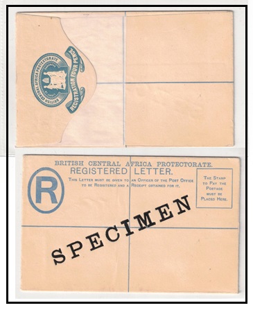 NYASALAND - 1895 4d blue RPSE (size F) unused with SPECIMEN struck diagonally.  H&G 7.