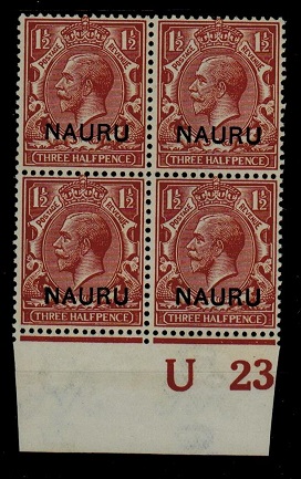 NAURU - 1923 1 1/2d red-brown U/M plate 