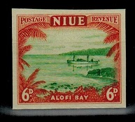 NIUE - 1950 6d IMPERFORATE PLATE PROOF.