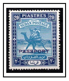 SUDAN - 1948 20p pale and deep blue U/M handstamped PASSPORT.