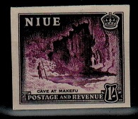 NIUE - 1950 1/- IMPERFORATE PLATE PROOF.