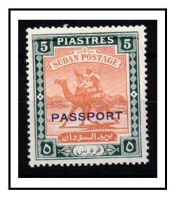 SUDAN - 1948 5p brown orange U/M handstamped PASSPORT.