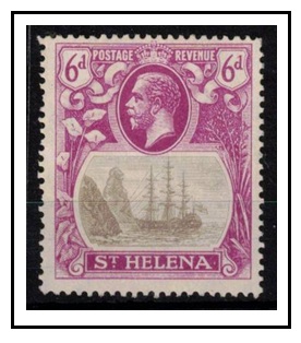 ST.HELENA - 1922 6d grey and bright violet fine mint with CLEFT ROCK.  SG 104c.