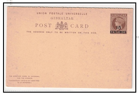 GIBRALTAR - 1889 15c on 1 1 /2d brown PSRC unused.  H&G 14.