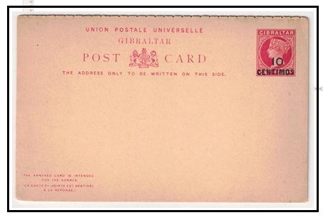 GIBRALTAR - 1889 10c on 1d rose PSRC unused.  H&G 13.