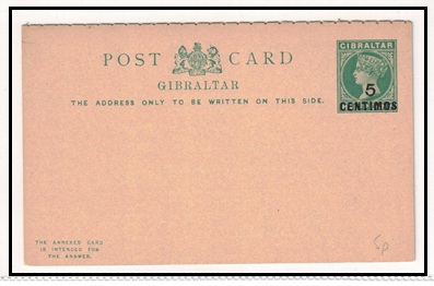 GIBRALTAR - 1889 5c on 1/2d green PSTC unused.  H&G 12.