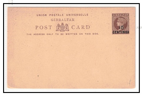 GIBRALTAR - 1889 15c on 1 1/2d brown PSC unused.  H&G 11.