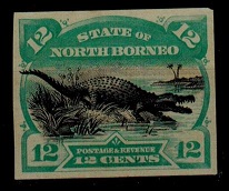 NORTH BORNEO - 1894 12c IMPERFORATE PLATE PROOF.