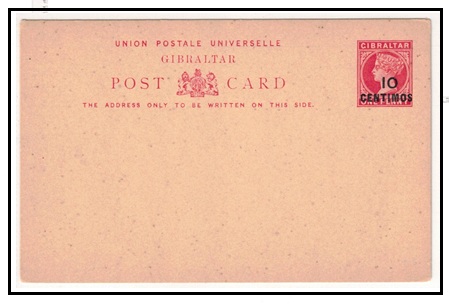 GIBRALTAR - 1889 10c on 1d rose PSC unused.  H&G 10.
