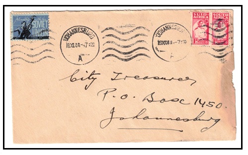 SOUTH AFRICA - 1944 2d rate cover with 