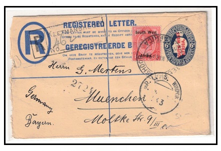 SOUTH WEST AFRICA - 1923 6d blue RPSE (size F) used at KEETMANSHOOP.  H&G 3.