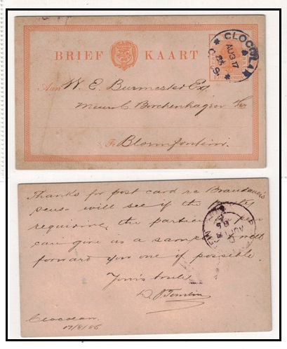 ORANGE FREE STATE - 1884 1d orange PSC used locally at CLOCOLAN.  H&G 1.