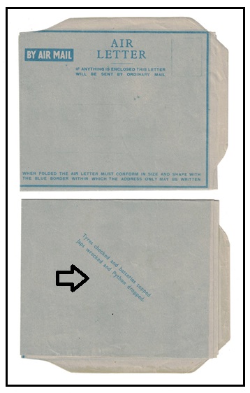 NORTH BORNEO - 1943 air letter unused with pre-printed back re Labian Point commando unit Z.