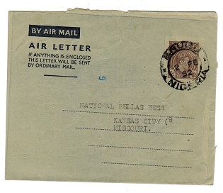 NIGERIA - 1948 6d postal stationery air letter addressed to USA cancelled ENUGU.  H&H 1.
