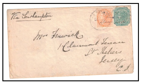 BURMA - 1871 6a rate cover to Jersey with Indian adhesives used at RANGOON.