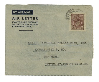 NIGERIA - 1948 6d postal stationery air letter addressed to USA cancelled GUSAU.  H&G 1.