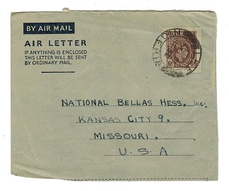 NIGERIA - 1948 6d postal stationery air letter addressed to USA cancelled IFE.  H&G 1.