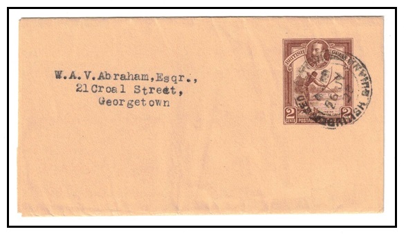 BRITISH GUIANA - 1934 2c brown postal stationery wrapper used locally at GEORGETOWN.  H&G 5.