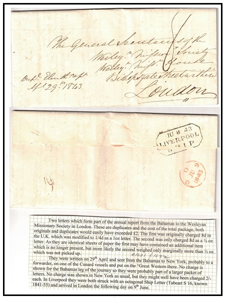 BAHAMAS - 1843 stampless 