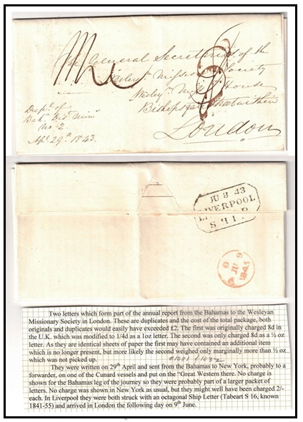BAHAMAS - 1843 stampless 
