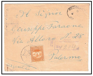 MALTA - 1920 4 1/2d rate registered cover to Italy.