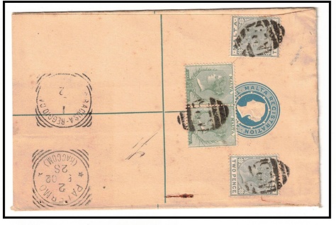 MALTA - 1887 2d light blue RPSE (size G) uprated to Italy.  H&G 2a.