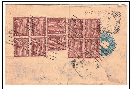 MALTA - 1887 2d light blue RPSE (size G) uprated to Italy.  H&G 2a.