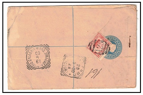 MALTA - 1887 2d light blue RPSE (size G) uprated to Italy.  H&G 2a.