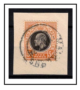 SWAZILAND - 1932 use of 5d Natal adhesive on piece cancelled MALKERNS.