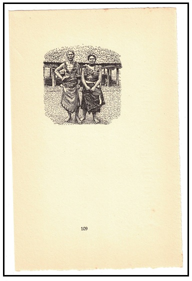 SAMOA - 1935 IMPERFORATE PLATE PROOF enlarged vignette of SG type 21 in black numbered 109.