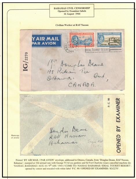 BAHAMAS - 1944 10d rate 