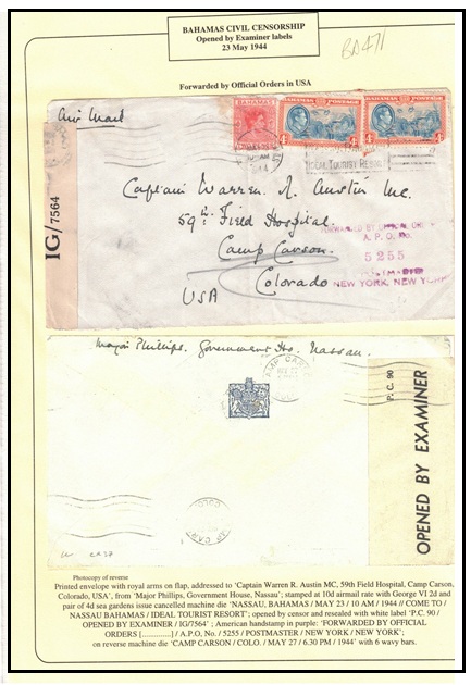 BAHAMAS - 1944 10d rate 