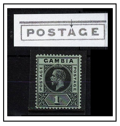 GAMBIA - 1912 1/- black on green fine mint with 