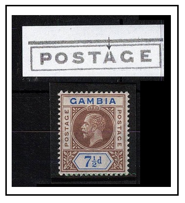 GAMBIA - 1912 7 1/2d brown and blue fine mint with 