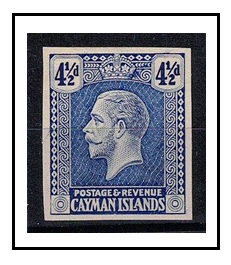 CAYMAN ISLANDS - 1921 4 1/2d IMPERFORATE PLATE PROOF printed in blue.