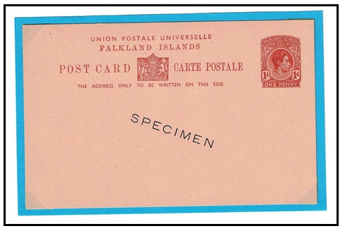 FALKLAND ISLANDS - 1938 1d red-brown PSC unused struck SPECIMEN.  H&G 5.