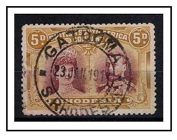 RHODESIA - 1910-13 5d purple brown and ochre 