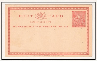 CAPE OF GOOD HOPE - 1878 1d red on cream PSC unused condition.  H&G 1.
