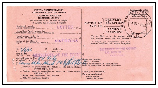 SOUTHERN RHODESIA - 1955 use of black on pink 