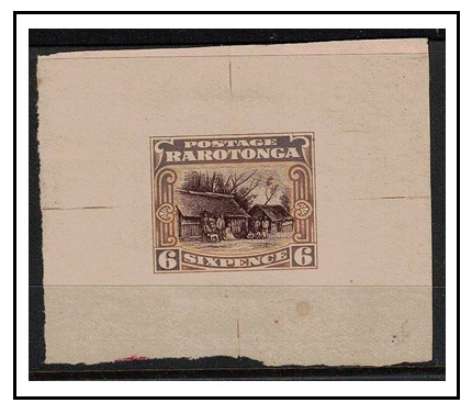 COOK ISLANDS - 1920 6d (SG type 13) IMPERFORATE DIE PROOF in purple-brown and mauve.