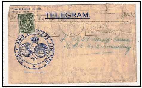 GIBRALTAR - 1942 1/2d rate use of (grubby) 