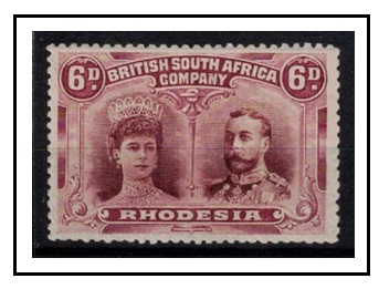 RHODESIA - 1910-13 6d red-brown and mauve 