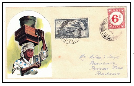 BARBADOS - 1963 underpaid local cover with 6c 