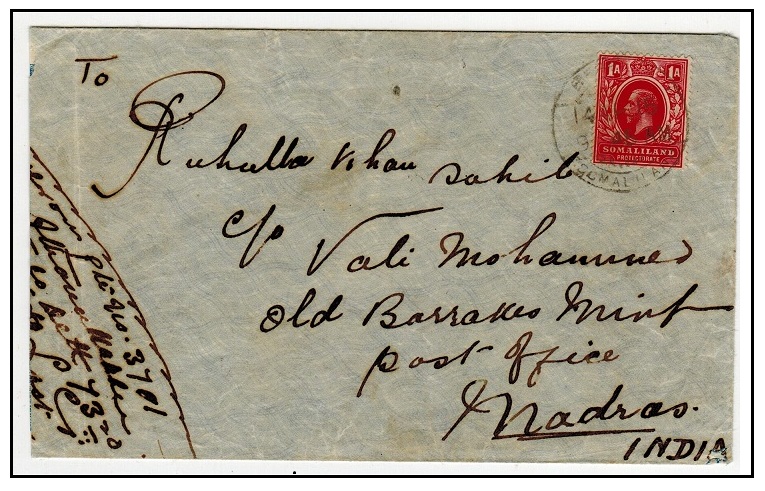 SOMALILAND - 1915 1a rate WW1 