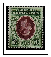 SOMALILAND - 1913 3a chocolate U/M with INVERTED WATERMARK.  SG 64w.