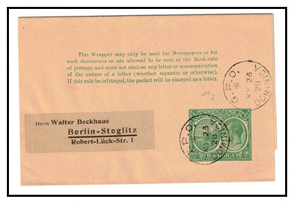 DOMINICA - 1927 1/2d green postal stationery wrapper to Germany.  H&G 3.