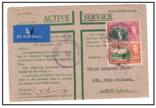 TRINIDAD AND TOBAGO - 1943 68c rate use of green cross 